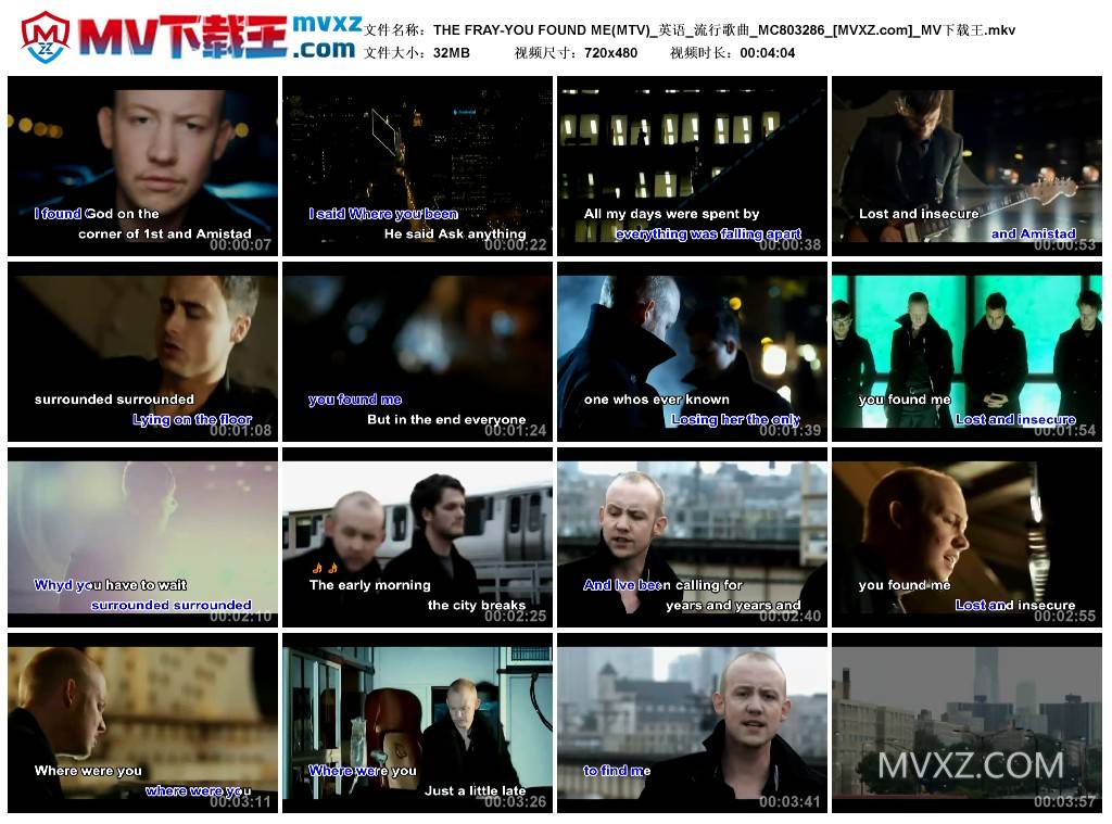 THE FRAY-YOU FOUND ME(MTV)_英语_流行歌曲_MC803286